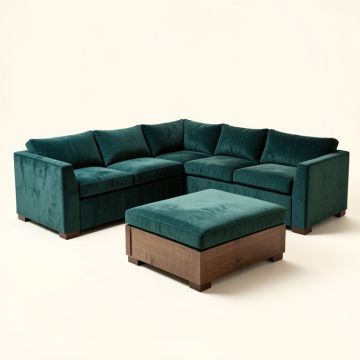 Atis 140 '' Wide Velvet Symmetrical Modular Sectional With Ottoman (synthetic illustration; no displayed measurements)