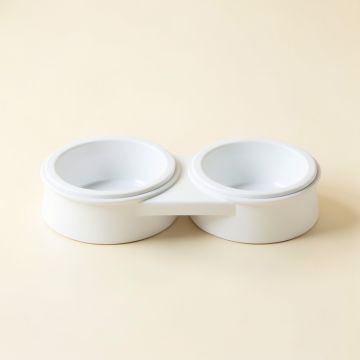 Vale Bend Pet Feeding Stand With Two Plain Empty Bowls - White (synthetic illustration; no displayed measurements)