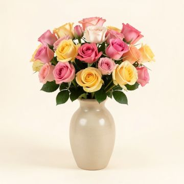 Roses Floral Arrangements In Vase (synthetic illustration; no displayed measurements)
