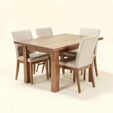 Dvergheim Butterfly Leaf Rubberwood Solid Wood Dining Set (synthetic illustration; no displayed measurements)