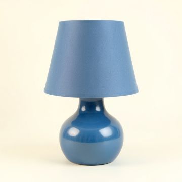 Dawn Dell Table Lamp With A Plain Fabric Shade - Blue (synthetic illustration; no displayed measurements)