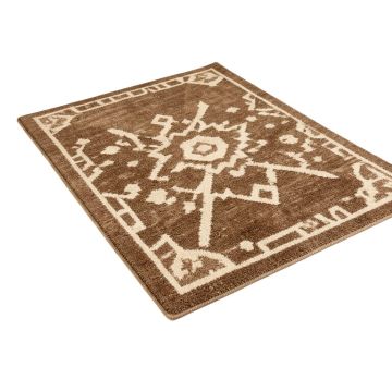 Goa Geometric Tufted Brown/Beige Wool Area Rug