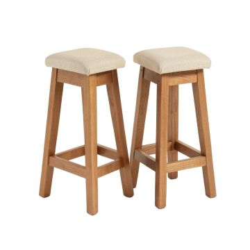 2-Pc 29.5 '' Saddle Wooden Bar Stools With Fabric Seat (synthetic illustration; no displayed measurements)