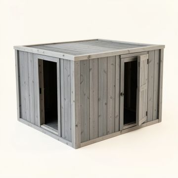 Meadow Crest Empty Furniture-Style Litter Enclosure - Gray (synthetic illustration; no displayed measurements)