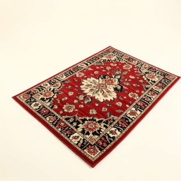 Kimbrel Floral Power Loom Red/Cream/Black Rug (synthetic illustration; no displayed measurements)