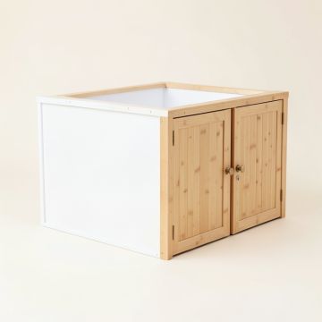 Cove Dell Empty Furniture-Style Litter Enclosure - White (synthetic illustration; no displayed measurements)