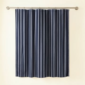 Cove Brook Shower Curtain Hanging Flat From A Plain Rod - Navy (synthetic illustration; no displayed measurements)