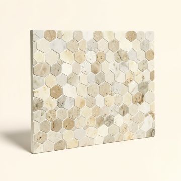 Zeta Random Sized Natural Stone Marble Honeycomb Mosaic Wall & Floor Tile (synthetic illustration; no displayed measurements)