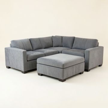 Agenore 142 '' Wide Microfiber/Microsuede Reversible Modular Sectional With Ottoman (synthetic illustration; no displayed measurements)