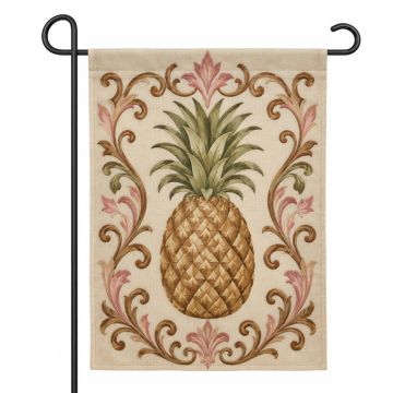 Pineapple And Scrolls 2-Sided Garden Flag