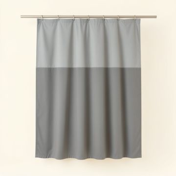 Summit Arc Shower Curtain Hanging Flat From A Plain Rod - Gray (synthetic illustration; no displayed measurements)