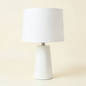 Cliff Bend Table Lamp With A Plain Fabric Shade - White (synthetic illustration; no displayed measurements)