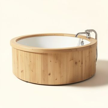 61 '' X 30 '' Freestanding Soaking Bathtub With Faucet (synthetic illustration; no displayed measurements)