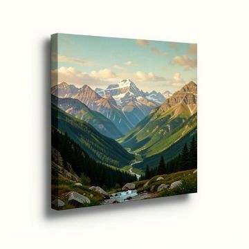 `` Canadian Rockies '' By Albert Bierstadt Print Of Painting On Wrapped Canvas (synthetic illustration; no displayed measurements)