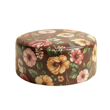 Finchley 20 '' Wide Round Floral Pouf Ottoman