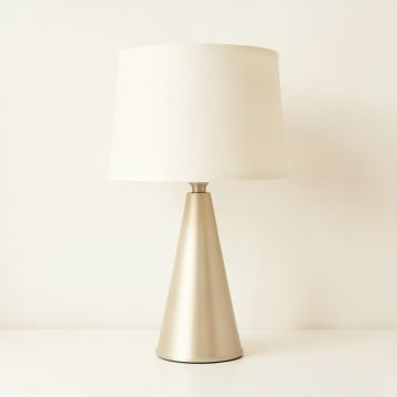 Cliff Bridge Table Lamp With A Plain Fabric Shade - Ivory (synthetic illustration; no displayed measurements)