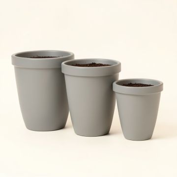 Happy Planter Planter , Set Of 3 ( Large , Med , Small ) , Pigeon Grey (synthetic illustration; no displayed measurements)