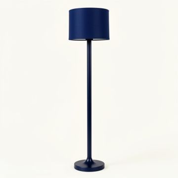 Ash Dale Floor Lamp With A Plain Fabric Shade - Navy (synthetic illustration; no displayed measurements)