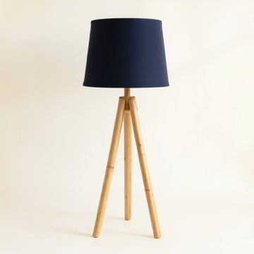 Bay Brook Floor Lamp With A Plain Fabric Shade - Navy (synthetic illustration; no displayed measurements)