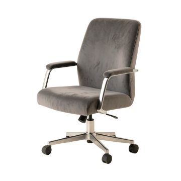 Modern Velvet Office Chair , Armchair Gray Desk Chair , Ajustable Height 360 Revolving Chair