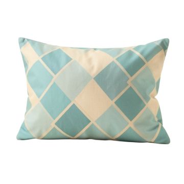 Emerick Geometric Aqua Blue/Beige Lumbar Pillow