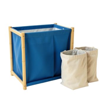 Slate Crest Laundry Sorting Station With Plain Removable Bags - Blue