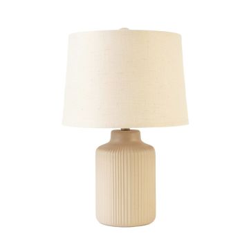 Clay Crest Table Lamp With A Plain Fabric Shade - Beige