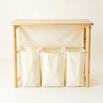 Alder Bend Laundry Sorting Station With Plain Removable Bags - Cream (synthetic illustration; no displayed measurements)