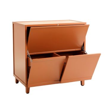 Bay Brook Freestanding Pull-Out Hamper Cabinet - Terracotta (synthetic illustration; no displayed measurements)