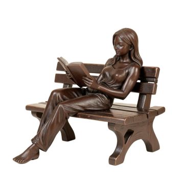 Girl Laying On A Bench Reading A Book Statue