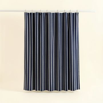Brook Branch Shower Curtain Hanging Flat From A Plain Rod - Navy (synthetic illustration; no displayed measurements)