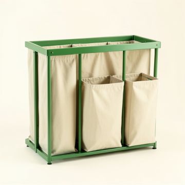 Ash Edge Laundry Sorting Station With Plain Removable Bags - Green (synthetic illustration; no displayed measurements)