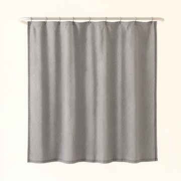 Linden Crest Shower Curtain Hanging Flat From A Plain Rod - Gray (synthetic illustration; no displayed measurements)
