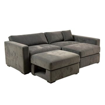 Hao 78.8 '' Wide Microfiber/Microsuede Reversible Sofa & Chaise With Ottoman