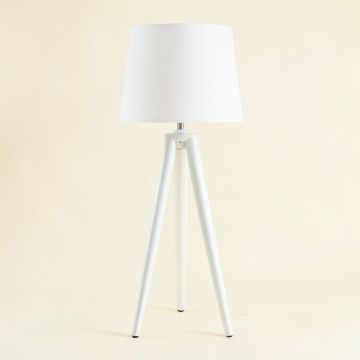 Cliff Dale Floor Lamp With A Plain Fabric Shade - White (synthetic illustration; no displayed measurements)