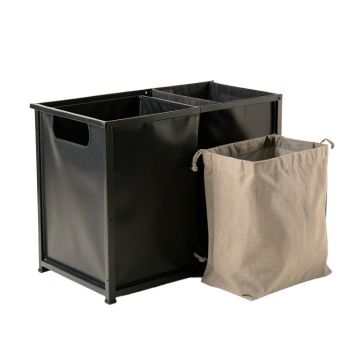 Shore Crest Laundry Sorting Station With Plain Removable Bags - Black