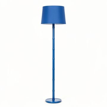 Moss Branch Floor Lamp With A Plain Fabric Shade - Blue (synthetic illustration; no displayed measurements)