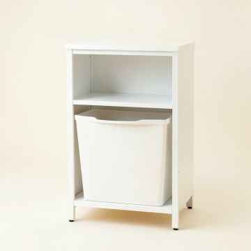 Cedar Bridge Freestanding Pull-Out Hamper Cabinet - White (synthetic illustration; no displayed measurements)