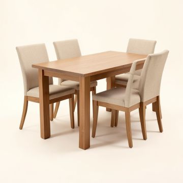 Abomma Butterfly Leaf Rubberwood Solid Wood Dining Set (synthetic illustration; no displayed measurements)