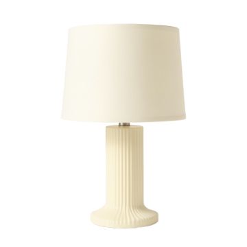 Reed Crest Table Lamp With A Plain Fabric Shade - Cream