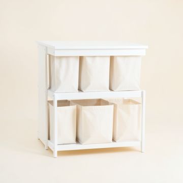 Dawn Arc Laundry Sorting Station With Plain Removable Bags (synthetic illustration; no displayed measurements)