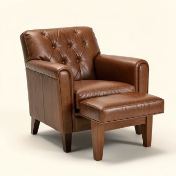 Nannie 35 '' Wide Tufted Armchair And Ottoman (synthetic illustration; no displayed measurements)