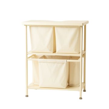 Maple Dale Laundry Sorting Station With Plain Removable Bags - Cream