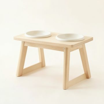 Cove Brook Pet Feeding Stand With Two Plain Empty Bowls - Ivory (synthetic illustration; no displayed measurements)