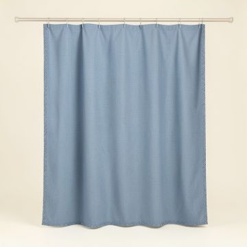 Glen Dell Shower Curtain Hanging Flat From A Plain Rod - Blue (synthetic illustration; no displayed measurements)
