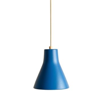 Olive Bend Pendant Light Suspended From One Plain Cable - Blue