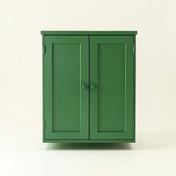 Shore Arc Wall-Mounted Laundry Cabinet - Green (synthetic illustration; no displayed measurements)