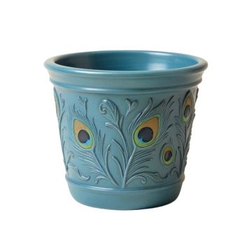 Charleroi Embossed Teal Blue Terracotta Planter