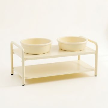 Willow Canyon Pet Feeding Stand With Two Plain Empty Bowls - Cream (synthetic illustration; no displayed measurements)