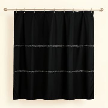 Heath Dale Shower Curtain Hanging Flat From A Plain Rod - Black (synthetic illustration; no displayed measurements)
